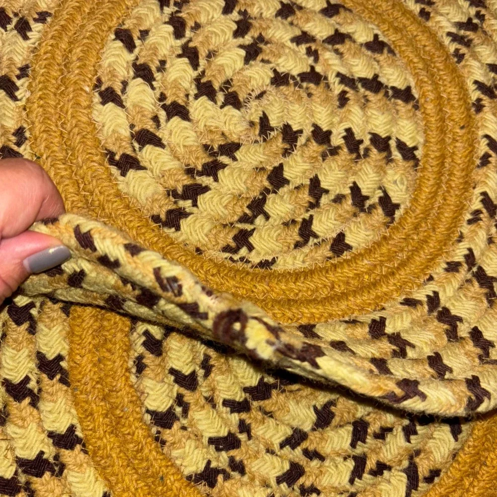 Braided‎ Round Placemats | Set of 5 | Yellow Brown | Kitchen Table Decor